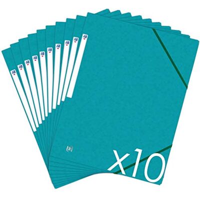 Oxford Topfile+ Dokumentenmappe, 3 Klappen, A4, mit Gummizug, 10 Stück, Aquamarin Oxford Topfile+ Dokumentenmappe, 3 Klappen, A4, mit Gummizug, 10 Stück, Aquamarin