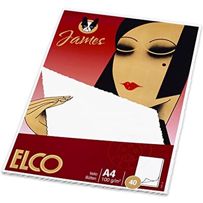 Kores Elco 71311.10 James velin Schreibblock mit Lösch-/Linienblatt, 40 Blatt, Wasserz., A4, 100g, weiss, unliniert, Fenster: nein Kores Elco 71311.10 James velin Schreibblock mit Lösch-/Linienblatt, 40 Blatt, Wasserz., A4, 100g, weiss, unliniert, Fenster: nein