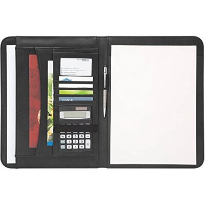 WEDO 586401 Schreibmappe Accento DIN A4 aus Kunstleder, Außenfach, mehrere Innenfächer Gummizugschlaufen inklusiv Schreibblock, Schwarz WEDO 586401 Schreibmappe Accento DIN A4 aus Kunstleder, Außenfach, mehrere Innenfächer Gummizugschlaufen inklusiv Schreibblock, Schwarz