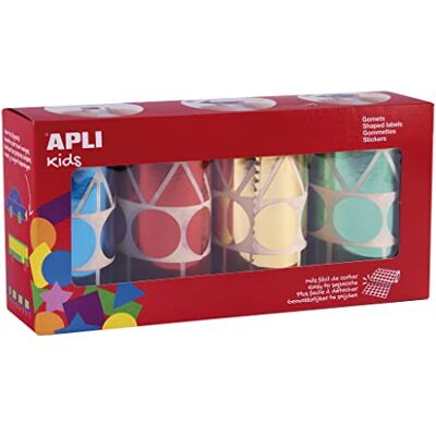 APLI Kids 19191 Packung mit 4 Rollen aus Metall, geometrisch, 27 mm, Blau, Rot, Gelb, Grün APLI Kids 19191 Packung mit 4 Rollen aus Metall, geometrisch, 27 mm, Blau, Rot, Gelb, Grün