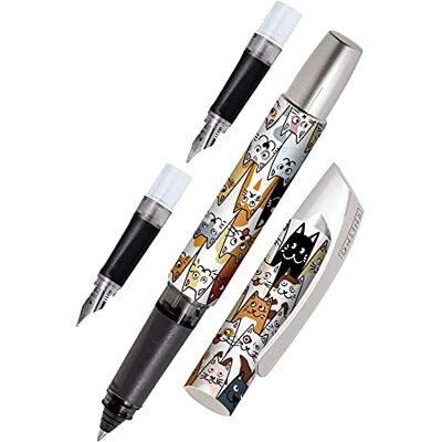 Online Campus Ergonomischer Schulfüller + Tintenpatronen-Rollerball + Schönschreib-Füller im Set, für die Schule, Schule, Patronen-Füller Katzen für Schüler, austauschbare Griffstücke, 3-teilig Online Campus Ergonomischer Schulfüller + Tintenpatronen-Rollerball + Schönschreib-Füller im Set, für die Schule, Schule, Patronen-Füller Katzen für Schüler, austauschbare Griffstücke, 3-teilig