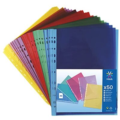 Viquel 208254 Dokumenthüllen gelocht Polypropylen buntes Sortiment, 50 Stück, A4 Viquel 208254 Dokumenthüllen gelocht Polypropylen buntes Sortiment, 50 Stück, A4