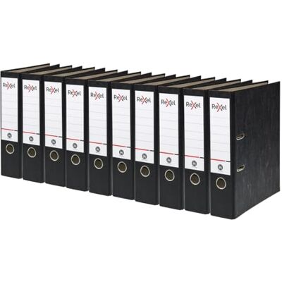 Rexel Aktenordner, A4, Schwarz, 500 Blatt, Rückenbreite 75 mm, starkes und langlebiges Papier auf Karton, ideal zum Abheften und Archivieren zu Hause, in der Schule und im Büro, 10 Stück Rexel Aktenordner, A4, Schwarz, 500 Blatt, Rückenbreite 75 mm, starkes und langlebiges Papier auf Karton, ideal zum Abheften und Archivieren zu Hause, in der Schule und im Büro, 10 Stück