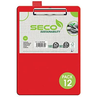 SECO Stewart Superior A4+ PVC beschichtetes Klemmbrett mit Hochleistungsklammer Rot (12er Pack) SECO Stewart Superior A4+ PVC beschichtetes Klemmbrett mit Hochleistungsklammer Rot (12er Pack)