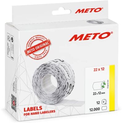 Meto Etiketten für Handauszeichner (22 x 12 mm, 1-zeilig, 12.000 Stück, weiß, wiederablösbar, für , Contact, Sato, Avery, Tovel, Samark etc.) Meto Etiketten für Handauszeichner (22 x 12 mm, 1-zeilig, 12.000 Stück, weiß, wiederablösbar, für , Contact, Sato, Avery, Tovel, Samark etc.)