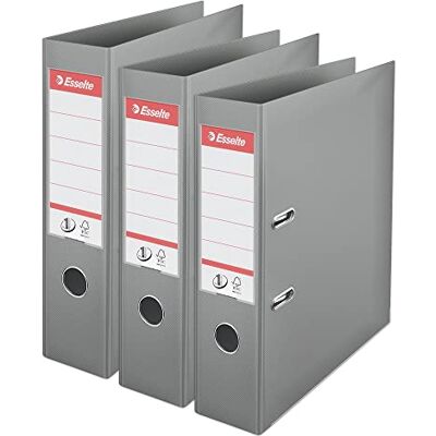 Esselte VIVIDA 624284 Aktenordner, A4, 75 mm Rücken, 500 Blatt Kapazität, PP, Kunststoffdeckel, Aktenordner und Ordner, grau, 3 Stück, 624284 Esselte VIVIDA 624284 Aktenordner, A4, 75 mm Rücken, 500 Blatt Kapazität, PP, Kunststoffdeckel, Aktenordner und Ordner, grau, 3 Stück, 624284