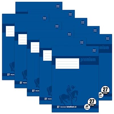 Staufen Premium Schulblock DIN A4, Lineatur 27 (9mm liniert mit Randlinien), 50 Blatt, 4-fach Lochung, 90g/m² Premium Papier, 10 Stück Staufen Premium Schulblock DIN A4, Lineatur 27 (9mm liniert mit Randlinien), 50 Blatt, 4-fach Lochung, 90g/m² Premium Papier, 10 Stück