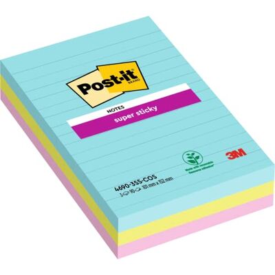 Post-it Super Sticky Notes im Großformat, Cosmic Collection, Liniert 3 Blöcke, 90 Blatt pro Block, 101mm x 152 mm Selbstklebende Notizzettel für Notizen, To-Do-Listen und Erinnerungen Post-it Super Sticky Notes im Großformat, Cosmic Collection, Liniert 3 Blöcke, 90 Blatt pro Block, 101mm x 152 mm Selbstklebende Notizzettel für Notizen, To-Do-Listen und Erinnerungen