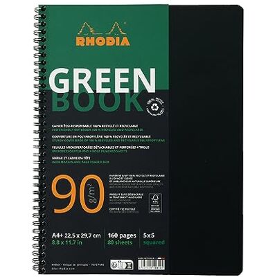Rhodia 119912C Spiralbuch Greenbook A4+ 80 Blatt kariert Kopfleiste Schwarz Rhodia 119912C Spiralbuch Greenbook A4+ 80 Blatt kariert Kopfleiste Schwarz