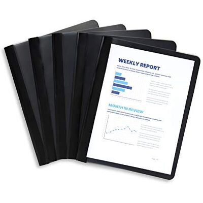 Blue Summit Supplies 25 schwarze Kunststoffhüllen mit Zinken, schwarze 3 Zinken, transparente Vorderseite für Präsentation, Dokumente und Schulgebrauch, 0,42 mm PP-Kunststoff, 25 Stück Blue Summit Supplies 25 schwarze Kunststoffhüllen mit Zinken, schwarze 3 Zinken, transparente Vorderseite für Präsentation, Dokumente und Schulgebrauch, 0,42 mm PP-Kunststoff, 25 Stück