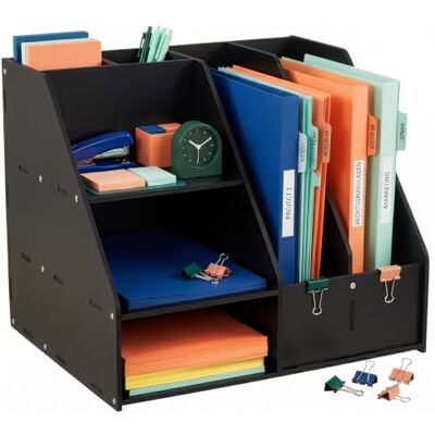 Relaxdays Schreibtisch Organizer, DIN A4, 7 Fächer, Büro, schwarz Home Office, Schule, Stifte, Akten, Dokumentenhalter Relaxdays Schreibtisch Organizer, DIN A4, 7 Fächer, Büro, schwarz Home Office, Schule, Stifte, Akten, Dokumentenhalter