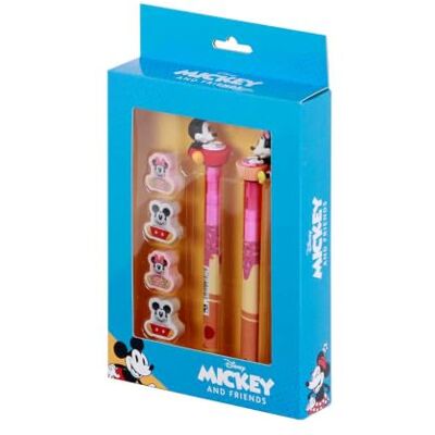 Disney Micky und Minnie Mix-Set mit Radierbarer Gelstift + Ewiger Bleistift + 4 Radiergummis, Blau, 14 x 23 cm Disney Micky und Minnie Mix-Set mit Radierbarer Gelstift + Ewiger Bleistift + 4 Radiergummis, Blau, 14 x 23 cm