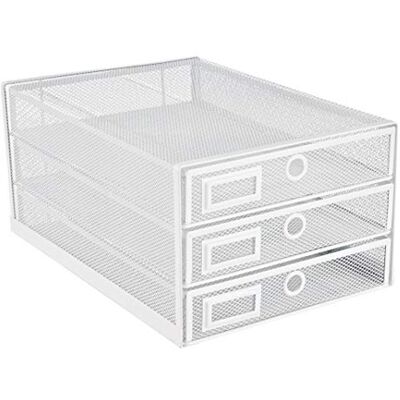 Annova Schreibtisch-Organizer aus Drahtgeflecht, 3 Ebenen, Papiersortierer, multifunktional, hochwertige solide Konstruktion für Briefe, Dokumente, Post, Papier, Kinder-Kunstbedarf (white) Annova Schreibtisch-Organizer aus Drahtgeflecht, 3 Ebenen, Papiersortierer, multifunktional, hochwertige solide Konstruktion für Briefe, Dokumente, Post, Papier, Kinder-Kunstbedarf (white)