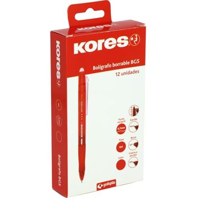 Kores BG5 radierbare Kugelschreiber, rot, Geltinte, 0,7 mm, einziehbar, ergonomischer Griff, hinterlässt kein Papier, hinterlässt keine Gummirückstände, perfektes Schul- und Büromaterial Kores BG5 radierbare Kugelschreiber, rot, Geltinte, 0,7 mm, einziehbar, ergonomischer Griff, hinterlässt kein Papier, hinterlässt keine Gummirückstände, perfektes Schul- und Büromaterial