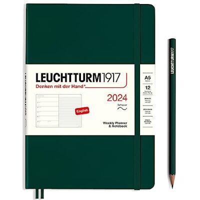 LEUCHTTURM1917 367766 Wochenkalender & Notizbuch Softcover Medium (A5) 2024, 12 Monate, Forest Green, Englisch LEUCHTTURM1917 367766 Wochenkalender & Notizbuch Softcover Medium (A5) 2024, 12 Monate, Forest Green, Englisch