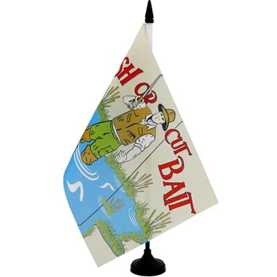AZ FLAG Tischflagge Sünder Fish or Cut bait 21x14 cm Kunststoffsockel Für innen Tischflagge genähte Ausführung mit verstärkten Kanten mit Kunststoffstab 100D Polyester AZ FLAG Tischflagge Sünder Fish or Cut bait 21x14 cm Kunststoffsockel Für innen Tischflagge genähte Ausführung mit verstärkten Kanten mit Kunststoffstab 100D Polyester