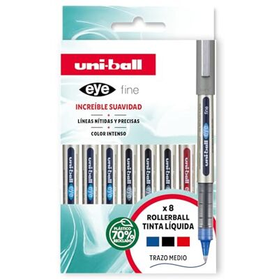 uni-ball Etui 8 Roller Flüssigtinte UB-157 Grundfarben uni-ball Etui 8 Roller Flüssigtinte UB-157 Grundfarben