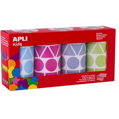 APLI Kids 19190 Packung mit 4 Rollen gemischte geometrische Gummibänder, 27 mm, Blau, Fuchsia, Grau und Grün APLI Kids 19190 Packung mit 4 Rollen gemischte geometrische Gummibänder, 27 mm, Blau, Fuchsia, Grau und Grün