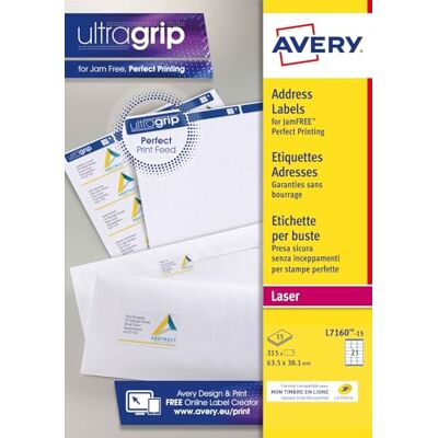 Avery Aufkleber Laser 63,5 x 38,1 mm Avery Aufkleber Laser 63,5 x 38,1 mm