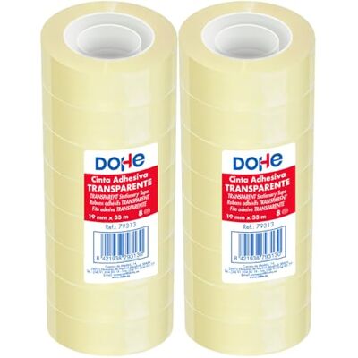 DOHE Transparentes Klebeband (16 Stück) 1,9 cm x 33 m, zum Verpacken von Kartons, Versand oder Umzug, starker Klebstoff von 45 Mikron Büromaterial DOHE Transparentes Klebeband (16 Stück) 1,9 cm x 33 m, zum Verpacken von Kartons, Versand oder Umzug, starker Klebstoff von 45 Mikron Büromaterial