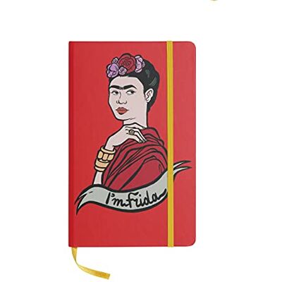 ART design24 I'm Frida Notizbuch, Format 13 x 21 cm, Rot, Notizblock mit 192 Seiten, Blätter aus ökologischem Papier, Made in Italy, Notizblock mit Lesezeichen und Gummiband ART design24 I'm Frida Notizbuch, Format 13 x 21 cm, Rot, Notizblock mit 192 Seiten, Blätter aus ökologischem Papier, Made in Italy, Notizblock mit Lesezeichen und Gummiband