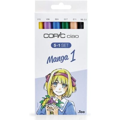 Copic Ciao 5+1"-Set Manga 1, 6 Stk. Mit 5 professionellen Ciao Alkoholmarkern, nachfüllbar Der ideale Einsteigermarker, inkl. 1 x Multliner kostenfrei Copic Ciao 5+1"-Set Manga 1, 6 Stk. Mit 5 professionellen Ciao Alkoholmarkern, nachfüllbar Der ideale Einsteigermarker, inkl. 1 x Multliner kostenfrei