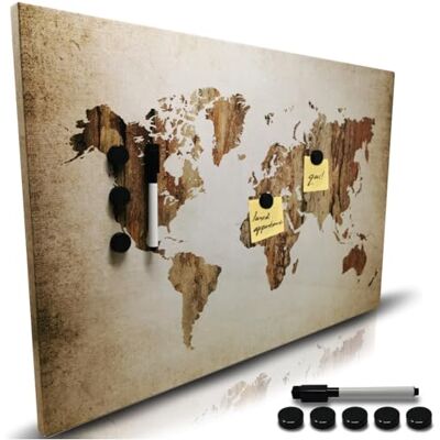 BAKAJI Magnettafel beschreibbar und löschbar für die Wand, Tafel mit 5 Magneten und Marker, Memoboard für Wand, ideal für Küche, Wohnzimmer, Eingang, 60 x 40 cm (Vintage Karte) BAKAJI Magnettafel beschreibbar und löschbar für die Wand, Tafel mit 5 Magneten und Marker, Memoboard für Wand, ideal für Küche, Wohnzimmer, Eingang, 60 x 40 cm (Vintage Karte)