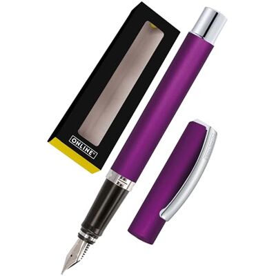 Online Füller Vision Purple I Eleganter Füllfederhalter mit Iridium-Feder medium I Füllhalter aus Aluminium für Standard-Tintenpatronen & Konverter I in Geschenkbox Online Füller Vision Purple I Eleganter Füllfederhalter mit Iridium-Feder medium I Füllhalter aus Aluminium für Standard-Tintenpatronen & Konverter I in Geschenkbox