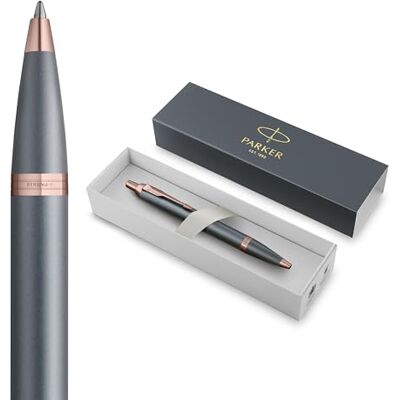 Parker IM Kugelschreiber Finishing Touch Kollektion schiefergraues Finish Mittlere Spitze Blaue Tinte Geschenkbox Parker IM Kugelschreiber Finishing Touch Kollektion schiefergraues Finish Mittlere Spitze Blaue Tinte Geschenkbox