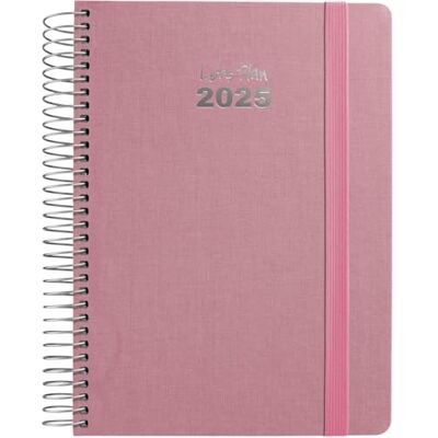 Grafoplás Grafoplas Kalender 2025, Tag pro Seite, Größe 15 x 21 cm, Pastellrosa, Spanisch, Spiralbindung, fester Einband, vertikaler Gummiverschluss, abgerundete Ecken, inklusive Aufkleber, FSC Grafoplás Grafoplas Kalender 2025, Tag pro Seite, Größe 15 x 21 cm, Pastellrosa, Spanisch, Spiralbindung, fester Einband, vertikaler Gummiverschluss, abgerundete Ecken, inklusive Aufkleber, FSC