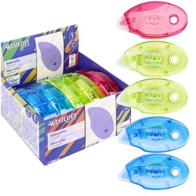 Westcott Kleberoller permanent klebend 5 Stück Extralange 14 Meter Kleberolle (8mm breit) transparent & reißfest starke Haftkraft für Foto, Papier oder Karton E-730502 00 Westcott Kleberoller permanent klebend 5 Stück Extralange 14 Meter Kleberolle (8mm breit) transparent & reißfest starke Haftkraft für Foto, Papier oder Karton E-730502 00