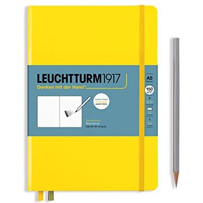 LEUCHTTURM1917 362364 Skizzenbuch Medium (A5), Hardcover, 112 Seiten (150 g/m²), Zitrone LEUCHTTURM1917 362364 Skizzenbuch Medium (A5), Hardcover, 112 Seiten (150 g/m²), Zitrone