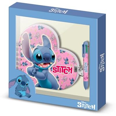 Disney Lilo und Stitch Surprise-Set mit Herz-Tagebuch + 6-Farb-Kugelschreiber, Blau Disney Lilo und Stitch Surprise-Set mit Herz-Tagebuch + 6-Farb-Kugelschreiber, Blau