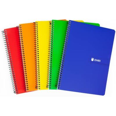Enri , Notizbücher A4, kariert 4 x 4, weicher Deckel, 80 Blatt, 5er-Packung, verschiedene Farben Enri , Notizbücher A4, kariert 4 x 4, weicher Deckel, 80 Blatt, 5er-Packung, verschiedene Farben