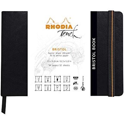 Rhodia 116114C Skizzenbuch Bristol Book A5 quer 32 Blatt blanko Schwarz Rhodia 116114C Skizzenbuch Bristol Book A5 quer 32 Blatt blanko Schwarz