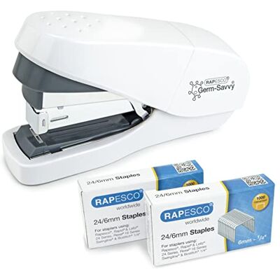 Rapesco 1689 ECO Less Effort Flachheftgerät mit 2000 Heftklammern, Weiß Rapesco 1689 ECO Less Effort Flachheftgerät mit 2000 Heftklammern, Weiß