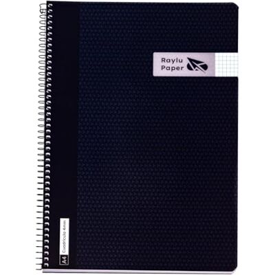 RAYLU PAPER Packung mit A4-Notizbüchern mit Spiralbindung und stabilem Deckel aus Polypropylen, 80 Blatt, 90 g, buntes Notizbuch für Unterlagen, Studium, Büro und Universität (Schwarz, kariert, 4 mm RAYLU PAPER Packung mit A4-Notizbüchern mit Spiralbindung und stabilem Deckel aus Polypropylen, 80 Blatt, 90 g, buntes Notizbuch für Unterlagen, Studium, Büro und Universität (Schwarz, kariert, 4 mm