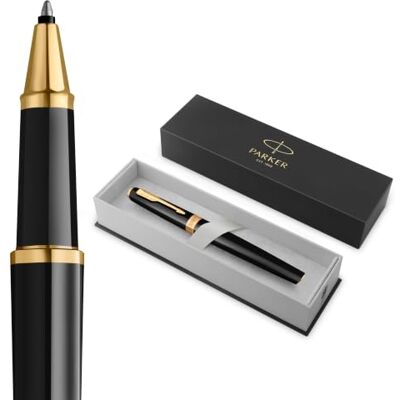 Parker Meridian Tintenroller Schwarzer Lack mit goldenen Verzierungen Feine Spitze Schönschreibfüller & Journaling Zubehör Schwarze Tinte Luxus-Geschenkbox Parker Meridian Tintenroller Schwarzer Lack mit goldenen Verzierungen Feine Spitze Schönschreibfüller & Journaling Zubehör Schwarze Tinte Luxus-Geschenkbox