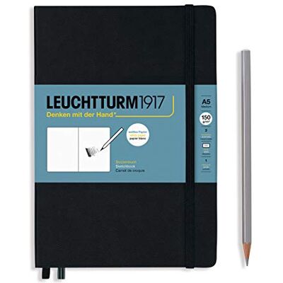 LEUCHTTURM1917 362362 Skizzenbuch Medium (A5), Hardcover, 112 Seiten (150 g/m²), Schwarz LEUCHTTURM1917 362362 Skizzenbuch Medium (A5), Hardcover, 112 Seiten (150 g/m²), Schwarz