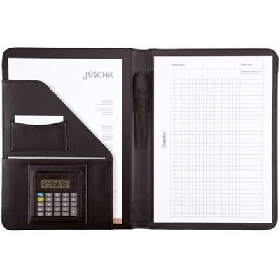 ALASSIO 96086-1 Schreibmappe A4 MARES aus FINEtouch Lederimitat, Dokumentenmappe schwarz, Konferenzmappe ca. 33 x 26 x 2,5 cm, Mappe für A4 Unterlagen, Aktenmappe mit Block A4 und Taschenrechner ALASSIO 96086-1 Schreibmappe A4 MARES aus FINEtouch Lederimitat, Dokumentenmappe schwarz, Konferenzmappe ca. 33 x 26 x 2,5 cm, Mappe für A4 Unterlagen, Aktenmappe mit Block A4 und Taschenrechner