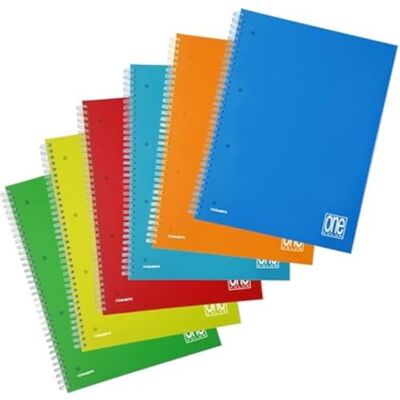 Blasetti One Color Spiralheft mit Ablagelöchern, Packung mit 6 Stück, Papier 80g, abwaschbarer Plastikeinband Lineatur 5M (5mm Karos) Blasetti One Color Spiralheft mit Ablagelöchern, Packung mit 6 Stück, Papier 80g, abwaschbarer Plastikeinband Lineatur 5M (5mm Karos)