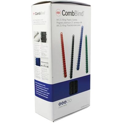 GBC Kunststoff-Binderücken 21 Ringe 95 Blatt A4 12 mm 100 Stück schwarz GBC Kunststoff-Binderücken 21 Ringe 95 Blatt A4 12 mm 100 Stück schwarz