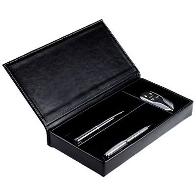 DELMON VARONE Personalisierbarer Ablagekasten mit Deckel Premium Leder Cambridge schwarz Stiftablage für Kugelschreiber, Füller & Schreibutensilien Schreibgeräteetui mit 3 Fächer edel & elegant DELMON VARONE Personalisierbarer Ablagekasten mit Deckel Premium Leder Cambridge schwarz Stiftablage für Kugelschreiber, Füller & Schreibutensilien Schreibgeräteetui mit 3 Fächer edel & elegant