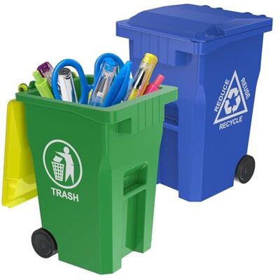 Wiosi AZB Mini-Panzer-Mülleimer, Stiftehalter und einzigartige, kleine Recycling-Dosen-Set, Bleistiftbecher, Schreibtisch-Organizer, Grün, Blau, 2 Stück Wiosi AZB Mini-Panzer-Mülleimer, Stiftehalter und einzigartige, kleine Recycling-Dosen-Set, Bleistiftbecher, Schreibtisch-Organizer, Grün, Blau, 2 Stück