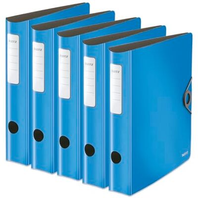 Leitz Qualitäts-Ordner 180° Active Solid, 5er Pack, A4, Schmal, Abgerundeter Rücken, 6,5 cm breit, Gummibandverschluss, Leichtes Polyfoam, Plastik-Ordner, Hellblau, 10481030 Leitz Qualitäts-Ordner 180° Active Solid, 5er Pack, A4, Schmal, Abgerundeter Rücken, 6,5 cm breit, Gummibandverschluss, Leichtes Polyfoam, Plastik-Ordner, Hellblau, 10481030