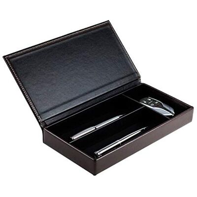 DELMON VARONE Personalisierbarer Ablagekasten mit Deckel Premium Leder Cambridge braun Schreibtisch-Schale für Kugelschreiber, Füller & Schreibutensilien Schreibgeräteetui Box mit 3 Fächer DELMON VARONE Personalisierbarer Ablagekasten mit Deckel Premium Leder Cambridge braun Schreibtisch-Schale für Kugelschreiber, Füller & Schreibutensilien Schreibgeräteetui Box mit 3 Fächer