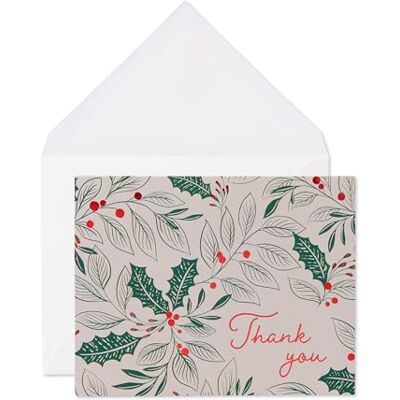 American Greetings Blanko-Weihnachtskarten mit Umschlägen, Stechpalmenbeeren-Design, 25 Stück American Greetings Blanko-Weihnachtskarten mit Umschlägen, Stechpalmenbeeren-Design, 25 Stück