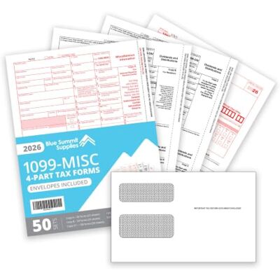 Blue Summit Supplies 1099 MISC 4-teiliges 2018 Steuerformular-Set, 50 Anbieter-Kit Laserformen, entworfen für QuickBooks und Buchhaltungs-Software, 50 selbstklebende Umschläge enthalten (-332) Blue Summit Supplies 1099 MISC 4-teiliges 2018 Steuerformular-Set, 50 Anbieter-Kit Laserformen, entworfen für QuickBooks und Buchhaltungs-Software, 50 selbstklebende Umschläge enthalten (-332)