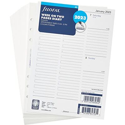 Filofax A5 Terminplaner 2023, Woche auf zwei Seiten, Englisch, Weiß Filofax A5 Terminplaner 2023, Woche auf zwei Seiten, Englisch, Weiß