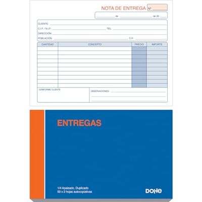 DOHE Liefernotizen (10 Stück) 50 Blatt (50 Blatt mit 1 Kopie), Größe A5 Querformat 21 x 14,5 cm, Blöcke auf Spanisch für Warenversand, Büromaterial DOHE Liefernotizen (10 Stück) 50 Blatt (50 Blatt mit 1 Kopie), Größe A5 Querformat 21 x 14,5 cm, Blöcke auf Spanisch für Warenversand, Büromaterial